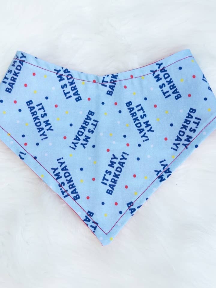 Barkday with Red Bones Elastic Bandana for wholesale by Blonde Sausage Co.