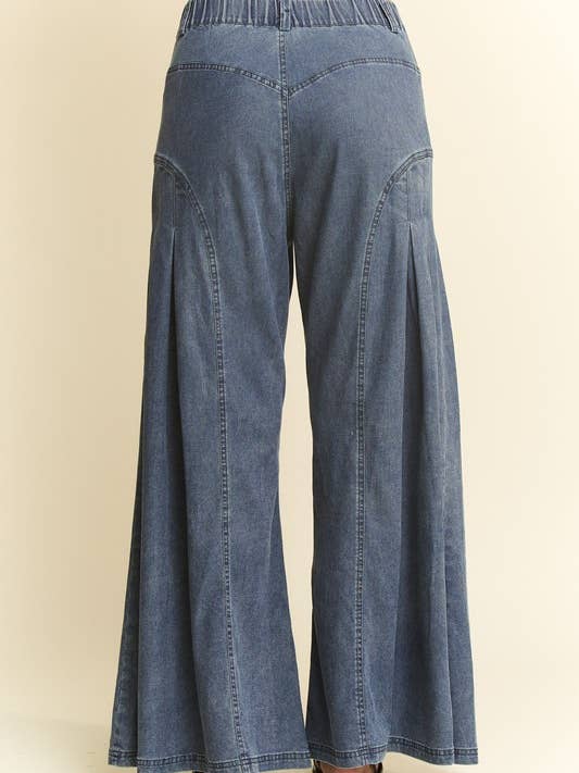 Denim WIDE LEG FLARED PANTS for wholesale on Faire