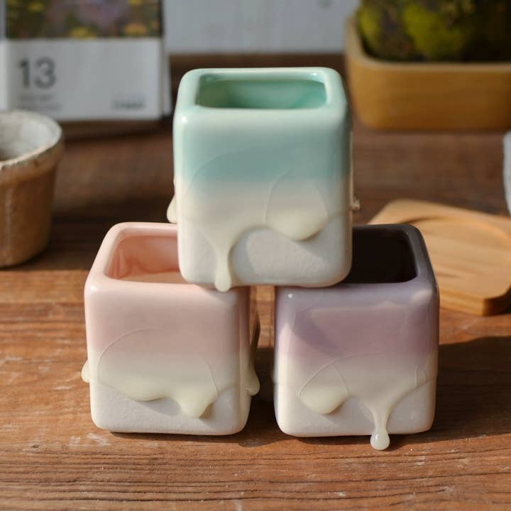 Springer Décor - Vendita all'ingrosso Vasi per piante - Vasi B quadrati smaltati gocciolanti5