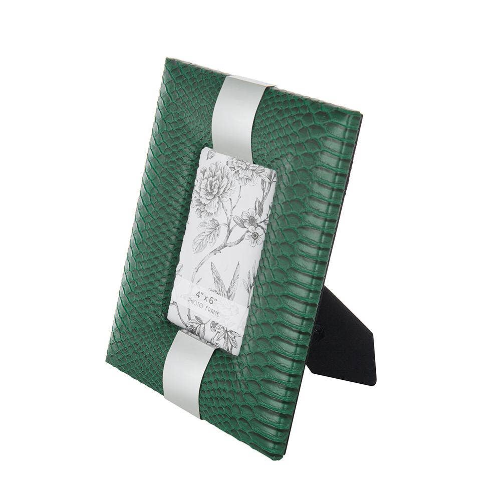 A&B Home Group Inc. – wholesale Picture frame – 7.5x9.5" Green Faux Croco Photo Frame - 4x6" Opening0