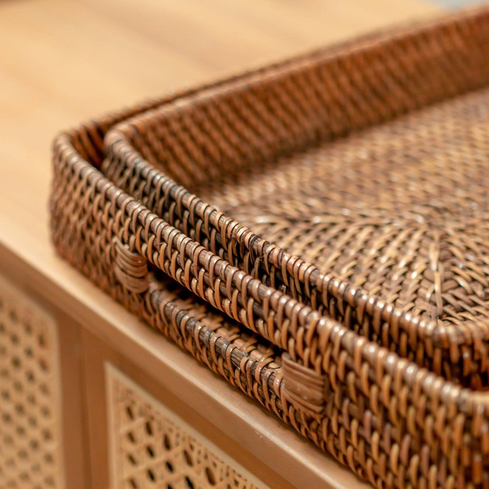 Soeji – wholesale Serving tray – Rectangular Tray Rattan Serving Tray Large Decorative AMAHAI5