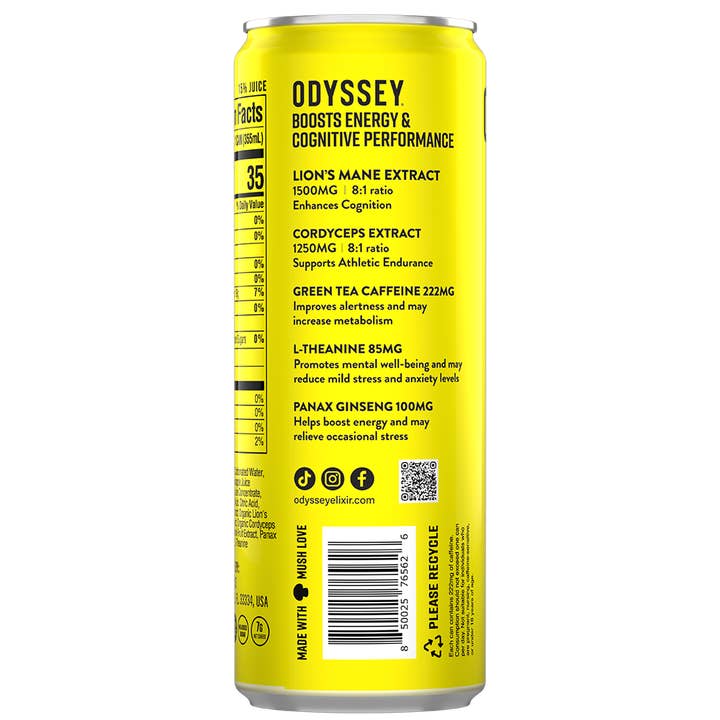 Odyssey Elixir - Wholesale Sports/Energy Drink - Pineapple Mango 222mg Sparkling Mushroom Energy