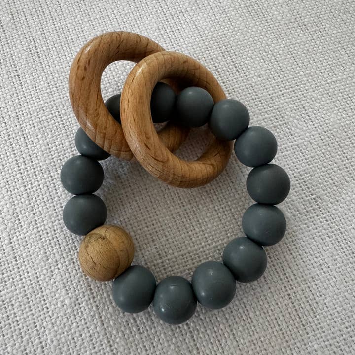 Ring Teether- Charcoal for wholesale by land of petite