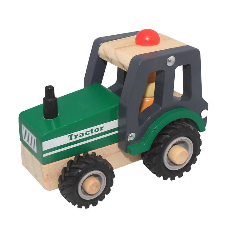 Holztraktor mit Gummirädern - grün für den Großhandel von Magni ApS