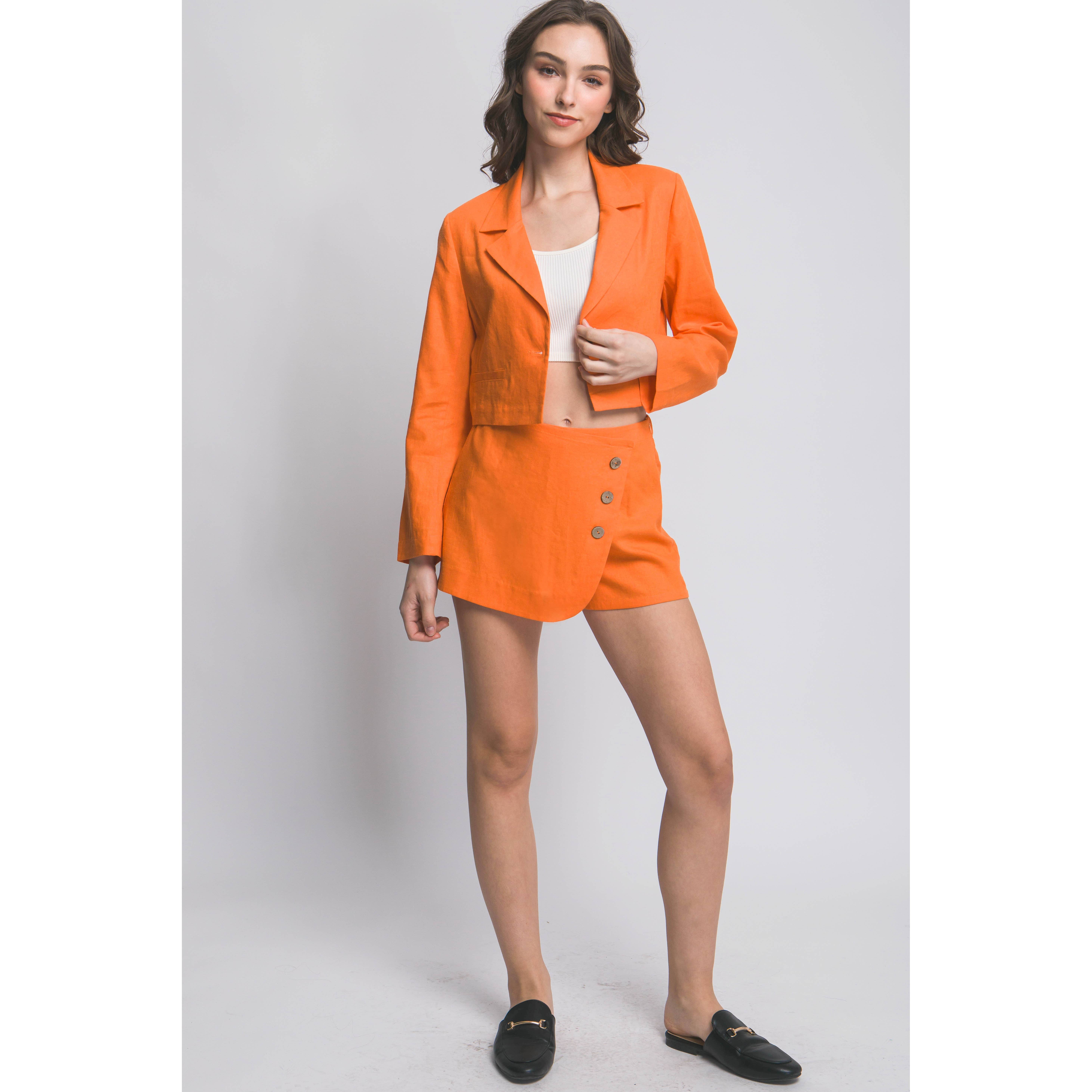 ITSSY - Venta al por mayor Falda pantalón - Mujer - Minifalda de lino con botones laterales8