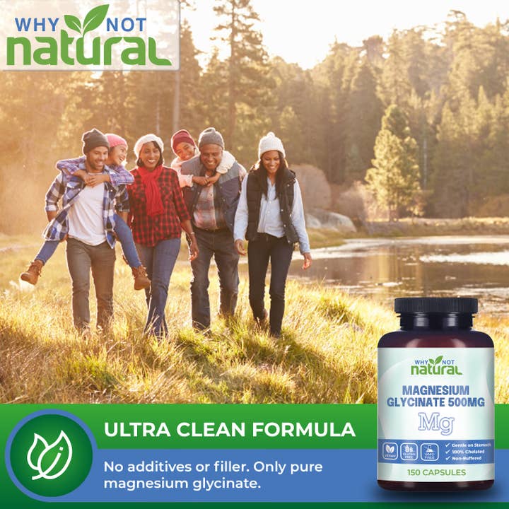 WhyNotNatural - Wholesale Oral Supplement/Vitamin - Magnesium Glycinate 500 mg Capsules Supplement - Vegan, 100%