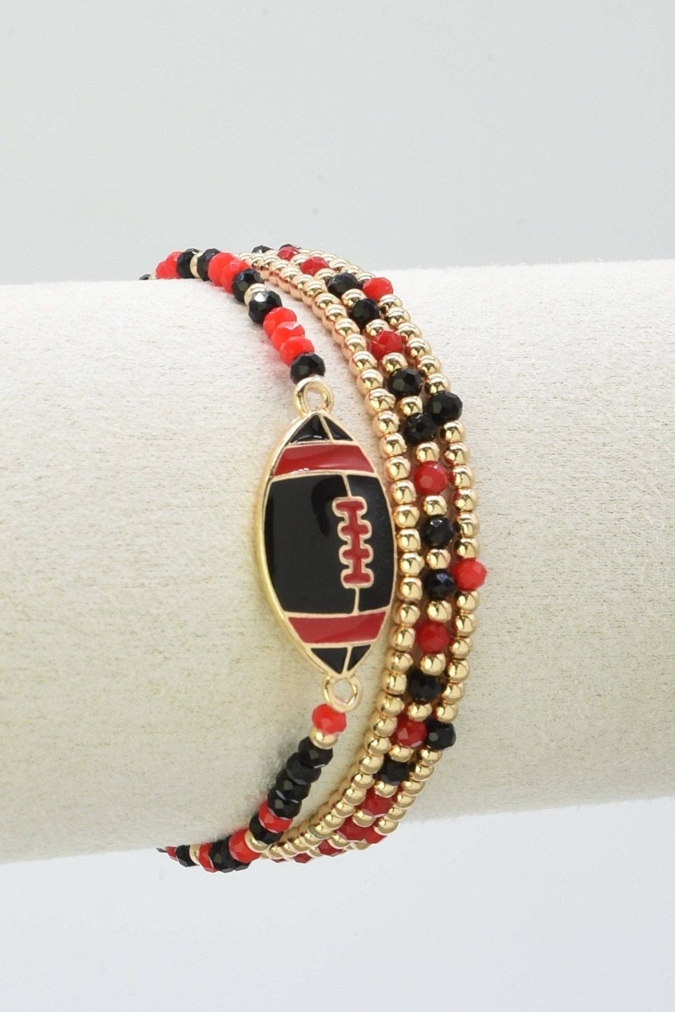 MiMi Wholesale - Wholesale Jewelry Set - CB2299 Gameday Beaded Football Charm Bracelet Set0