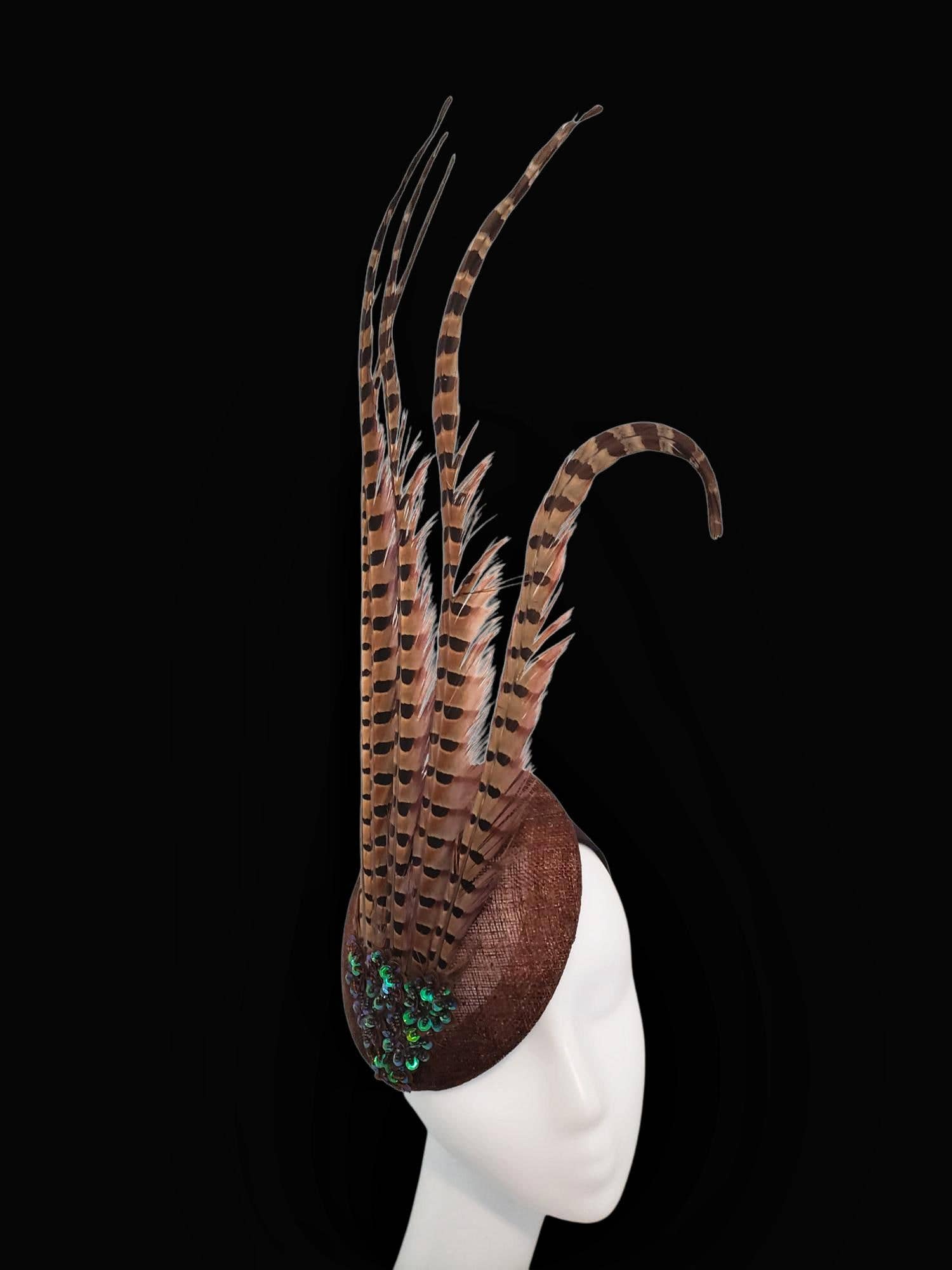 Rehoboth Hats - Wholesale Fascinator Hat - Women's - Sinamay Pillbox Hat with Pheasant Feathers for Events6