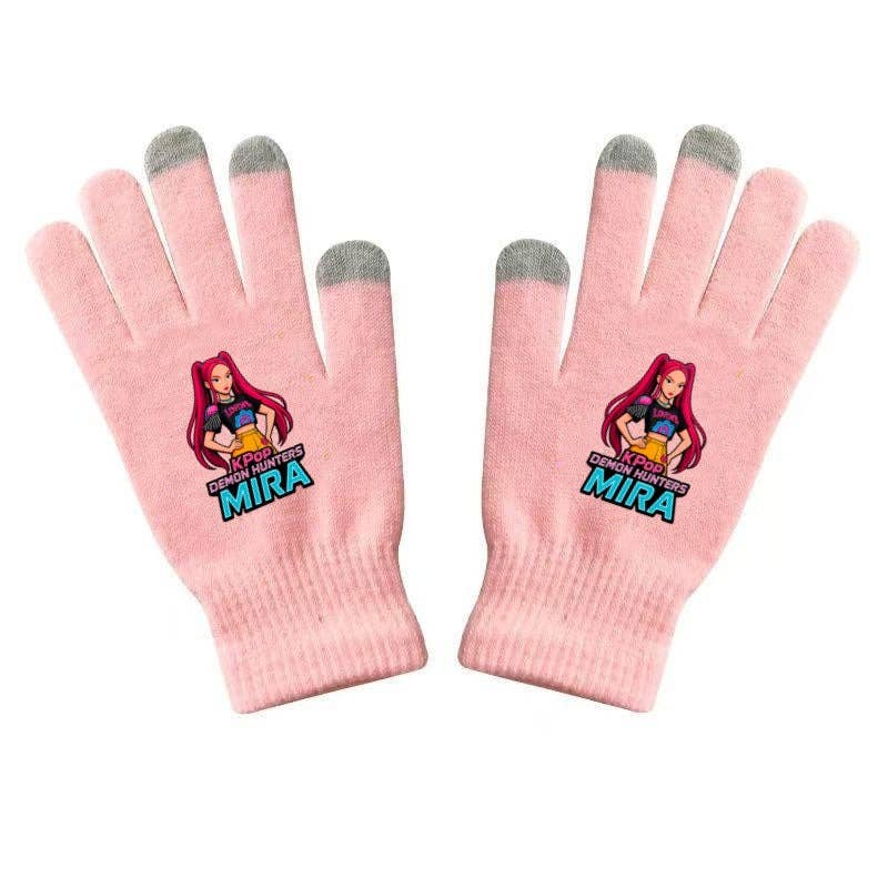 Little Trendy - Wholesale Gloves - Women's - KDH K-pop inspired Printed Knitted Touch Screen Gloves2