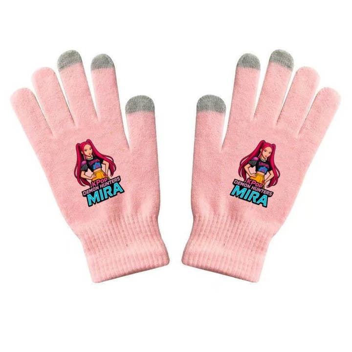 Little Trendy - Wholesale Gloves - Women's - KDH K-pop inspired Printed Knitted Touch Screen Gloves2