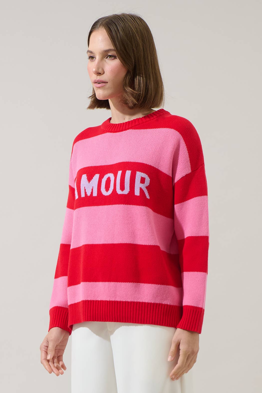 Pink Red Amour Stripe Sweater for wholesale on Faire2