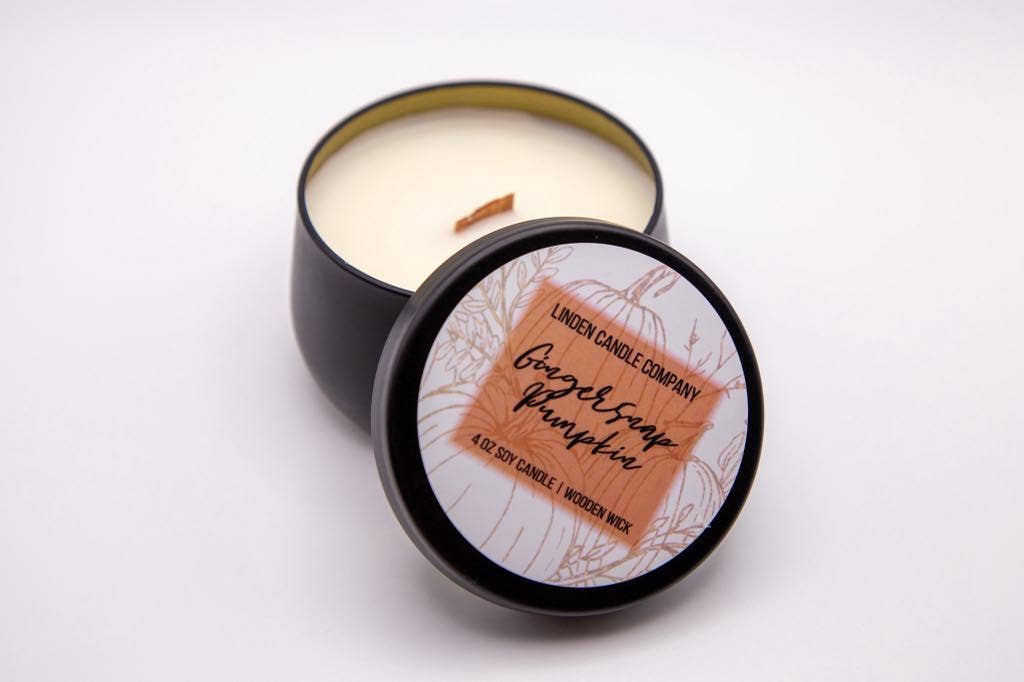 Linden Candle Company - Venta al por mayor Vela aromática de viaje - Vela de viaje Gingersnap Pumpkin Fall de 4 oz0