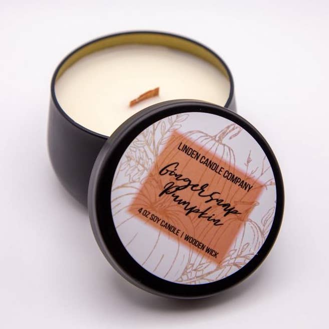 Linden Candle Company - Venta al por mayor Vela aromática de viaje - Vela de viaje Gingersnap Pumpkin Fall de 4 oz0