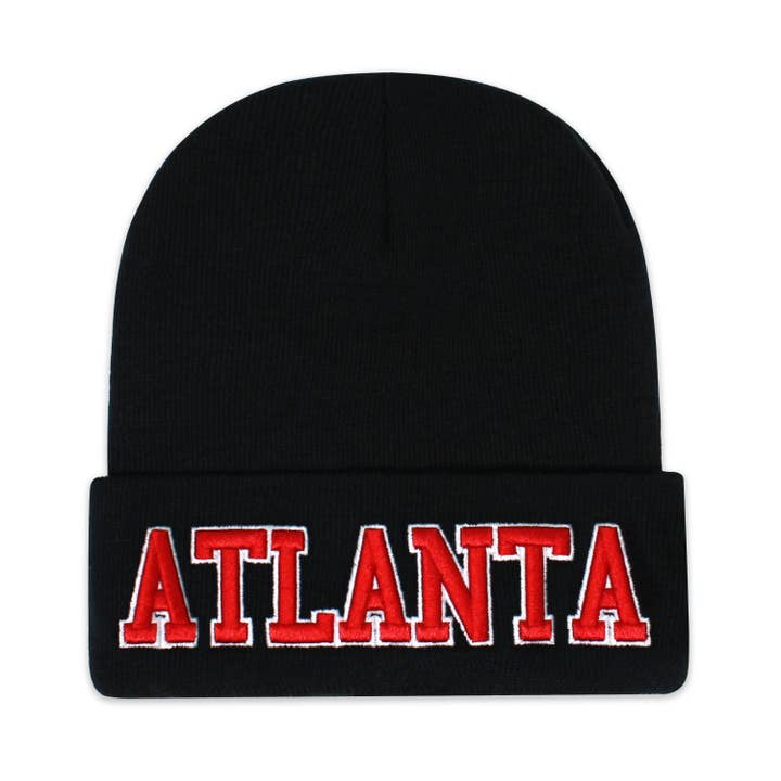 ChoKoLids - Wholesale Beanie - Unisex - Football Sports Team City 3D Embroidered Knit Black Beanies