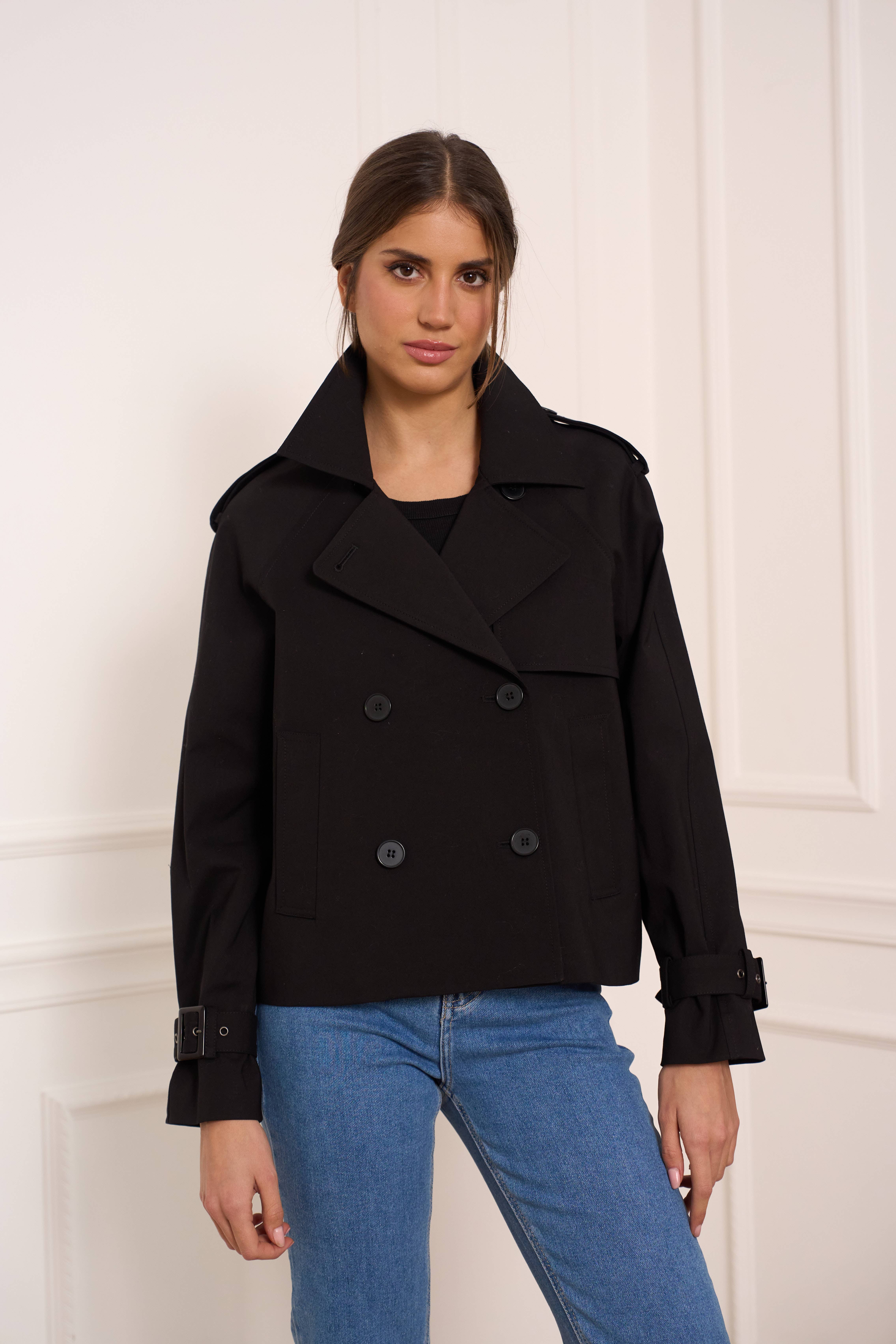 Attentif Paris - Wholesale Trench Coat - Women's - Solid cropped trench in cotton blend7