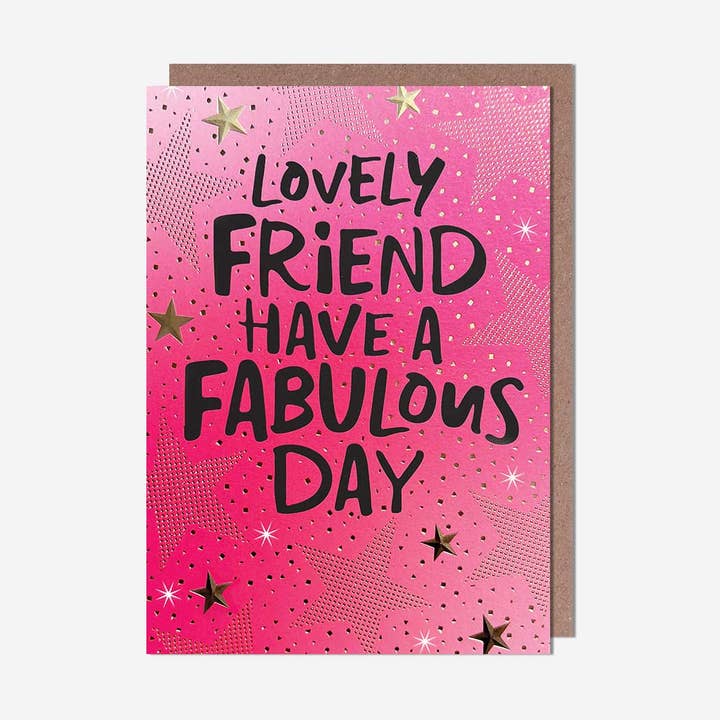 Lovely Friend Pink Stars Birthday Card for wholesale by Pigment Productions Ltd