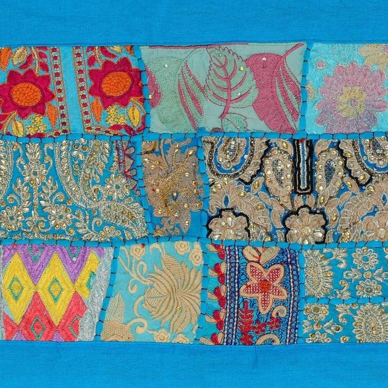 Bhawana Handicrafts - Venta al por mayor Caminos de mesa - Camino de mesa indio bordado, sari, decoración de pared3