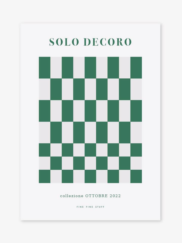 Poster - Checkered - Green for wholesale by FINE FINE STUFF
