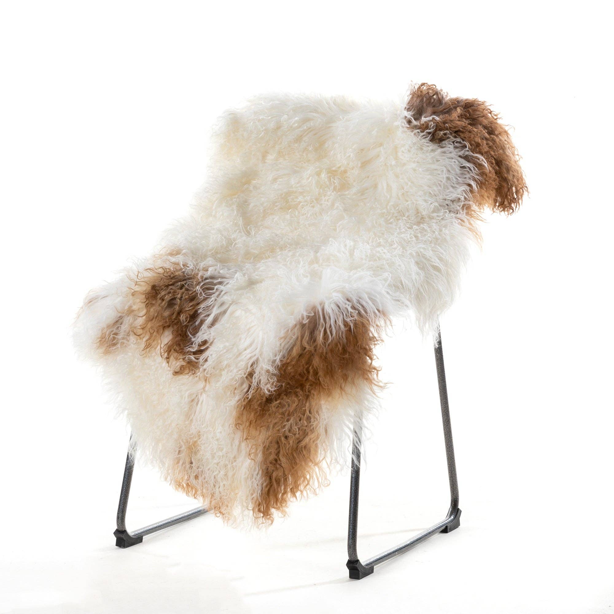 HUIRESOURCE - Vente Plaids - Fourrure d'agneau mongol avec poils naturellement bouclés en couleur mélangée6