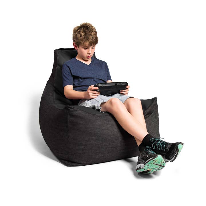 LuvU - Wholesale Chair - Jaxx Pixel Gamer Bean Bag Chair, Premium Vinyl / Dark Denim76