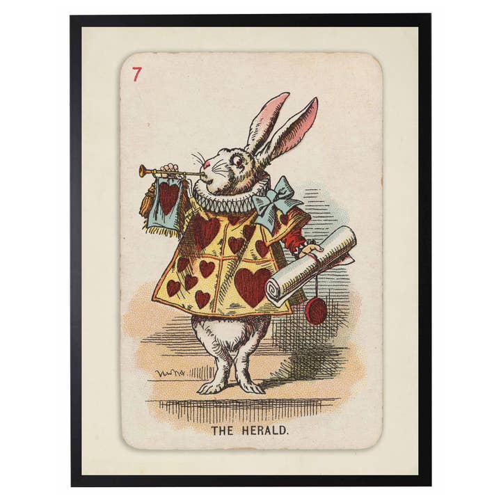 Carta da gioco vintage Alice nel Paese delle Meraviglie D incorniciata per la vendita all'ingrosso da parte di Antique Curiosities Inc