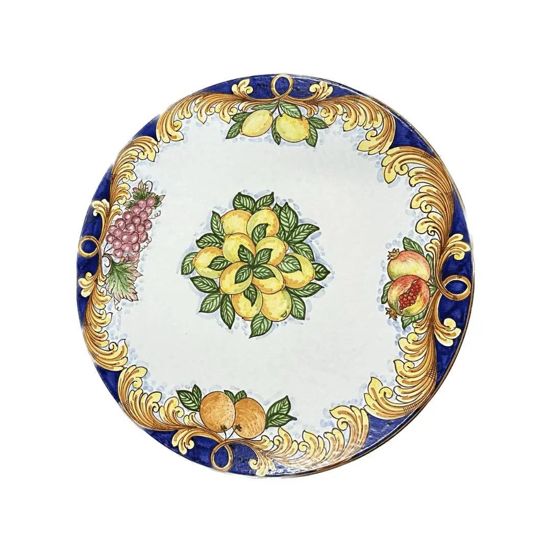 DD Ceramiche Siciliane - Vendita all'ingrosso Tavoli da patio - Tavolo Rotondo in Pietra Lavica Decoro N.1 - MISURE VARIE1