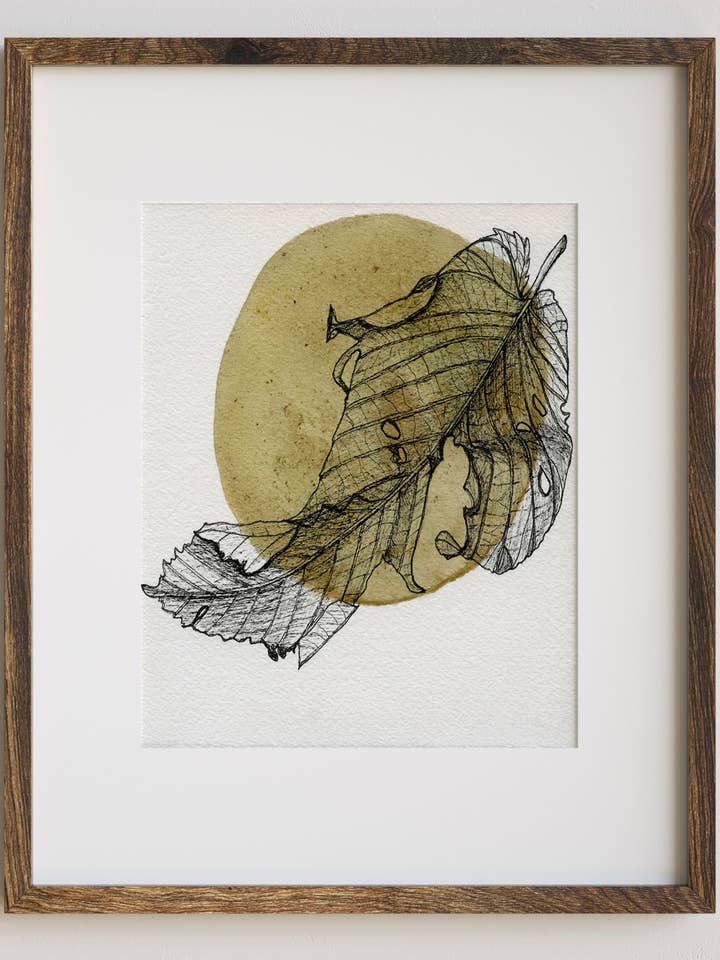 Delicate Leaf with Natural Ink Art Print for wholesale by Jradartdesign