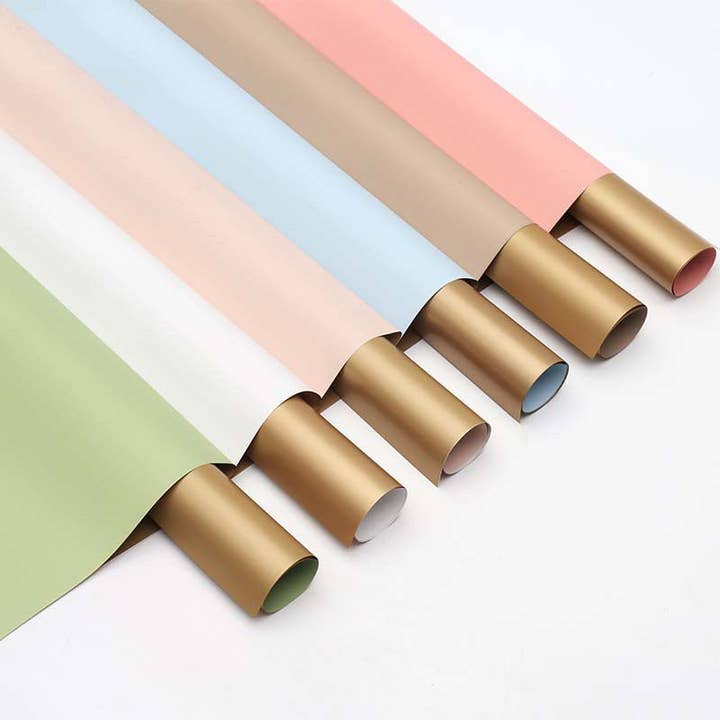 Elegant Design Supply – Engroshandel Indpakningspapir – Dobbeltsidet guld vandtæt blomsterindpakningspapir (20 ark/taske)15