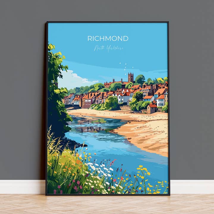 Impressão de Viagem de Richmond, Poster de Viagem de Richmond, Presente de North Yorkshire, Inglaterra, Presente para Amantes de Arte de Richmond, Impressão de Arte de Parede por atacado de NQ Media Designs