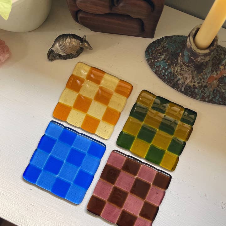 Glass Coaster Checkerboard | Mulberry Collection for wholesale by Chelbie Hunger Glassworks