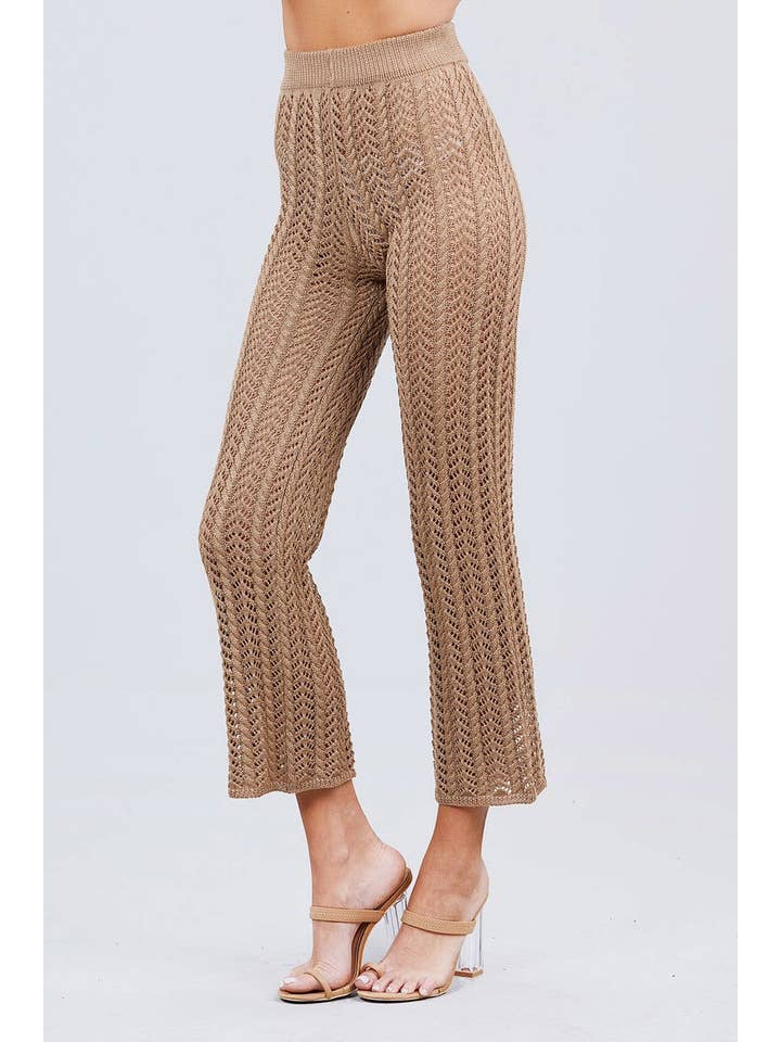 CC Wholesale Clothing - Venta al por mayor Pantalones - Mujer - Pantalones suéter de rejilla largos acampanados