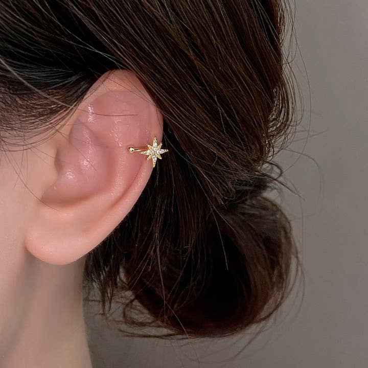 happyzzzsu - Wholesale Cuff/Wrap Earrings - 925 Sterling Silver Star Ear Cuffs