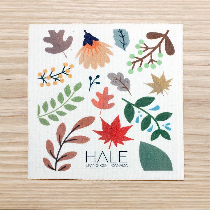 Leaf Medley Reusable Sponge Cloth for wholesale by Hale Living Co.