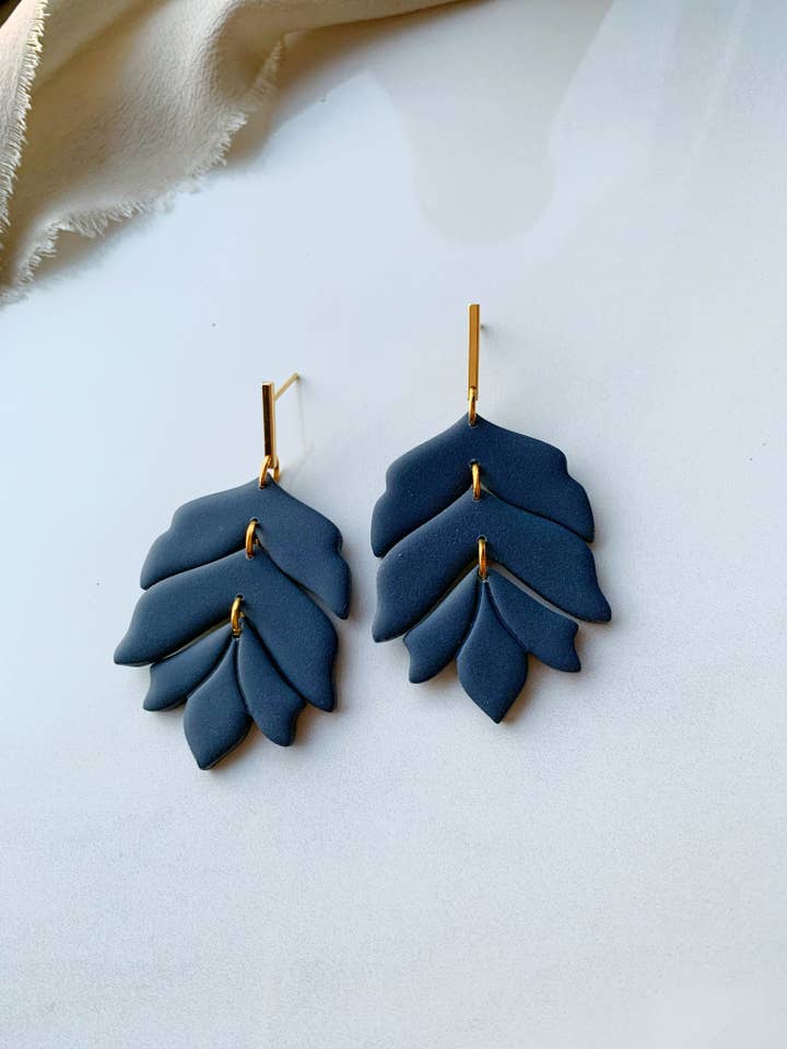 Penny Earring in Navy for wholesale by Clay By Denae