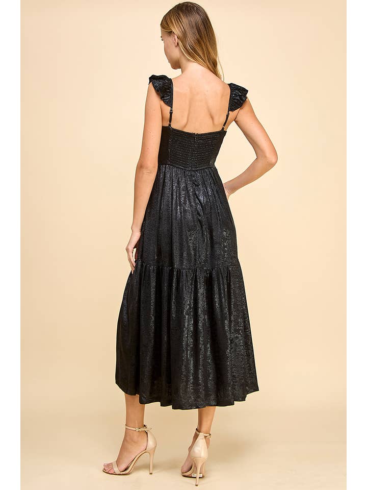 Black CD05170-Metallic Ruched Detail Dress for wholesale on Faire