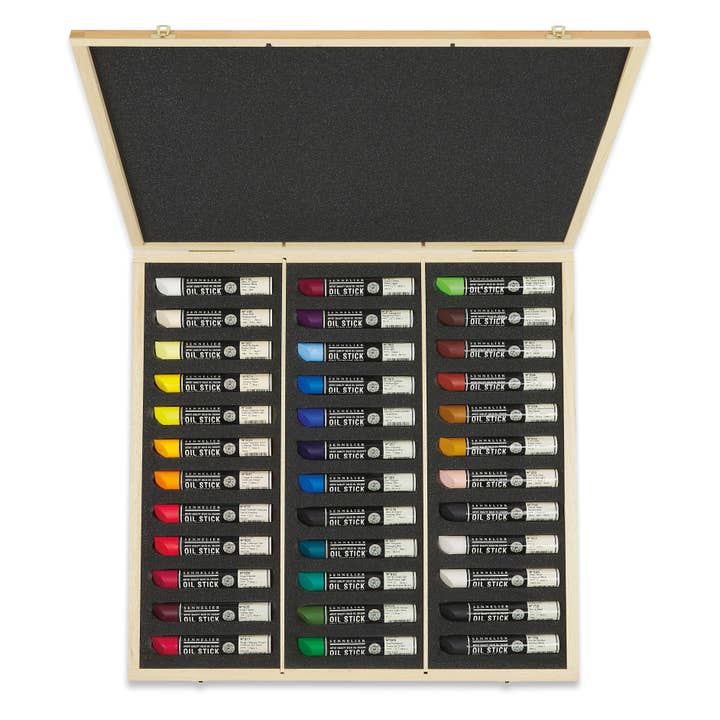 Sennelier Oil Stick Set, 36-Color Wood Box Set for wholesale by MacPherson's