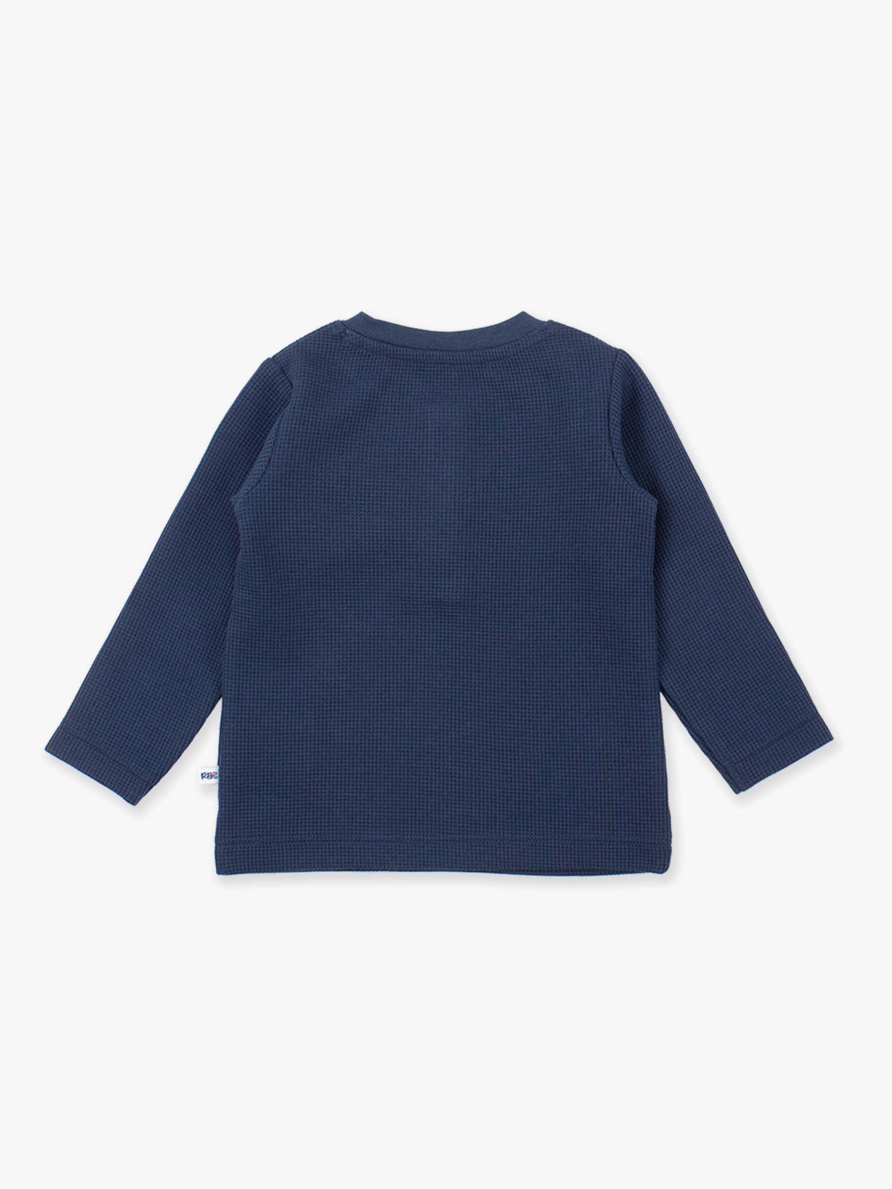 Marine T-shirt Henley à manches longues en tricot gaufré bleu marine foncé pour garçons en vente sur Faire8