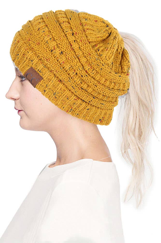 Hana - Wholesale Beanie - Women's - C.C Confetti Ponytail Messy Bun Beanie11
