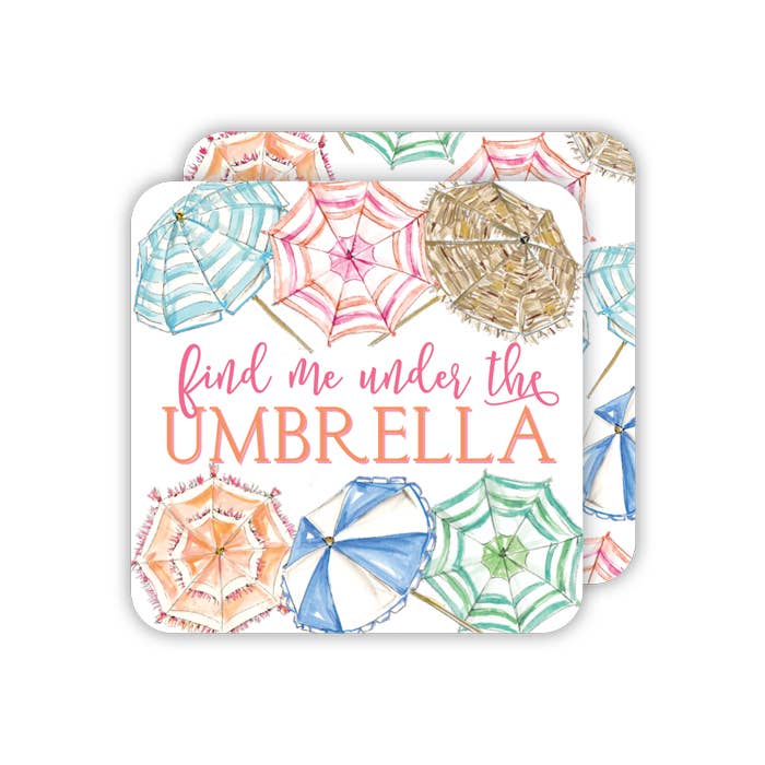 RosanneBeck Collections - Wholesale Coasters - Find Me Under The Umbrella Beach Umbrellas Square Coaster