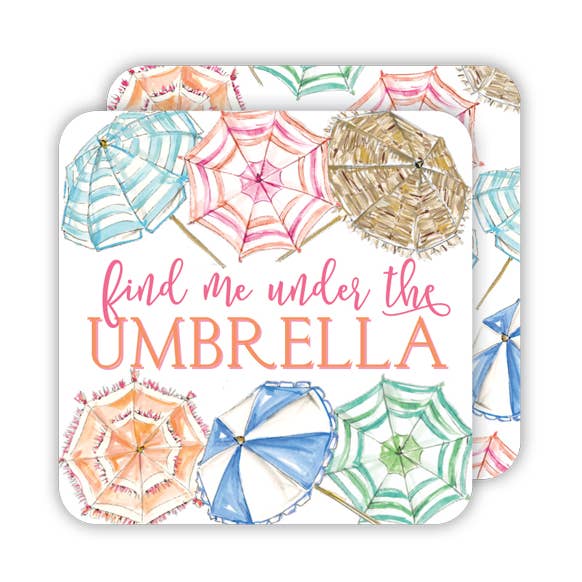 RosanneBeck Collections - Wholesale Coasters - Find Me Under The Umbrella Beach Umbrellas Square Coaster0