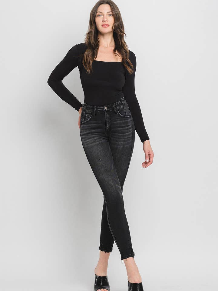 JEAN SKINNY TAILLE HAUTE COUPE COURTE F5745 pour la vente par FLYING MONKEY