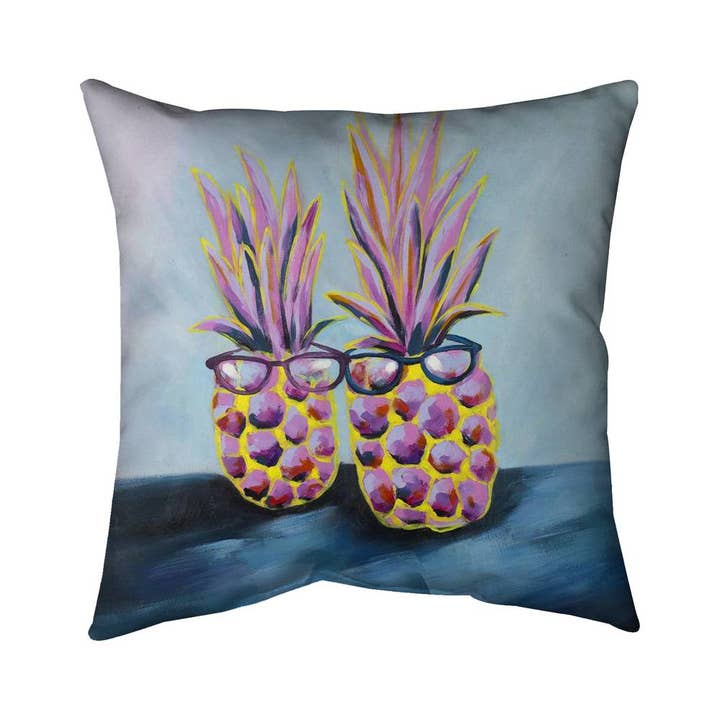 Coussin Bleu Botanique | Coussin Décoratif Ananas Amusants pour la vente par BEGIN HOME DECOR