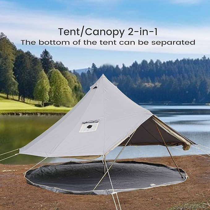 Trend Tents Inc - Wholesale Tent - Waterproof All-Season Gray Canvas Bell Tent with Stove Jack