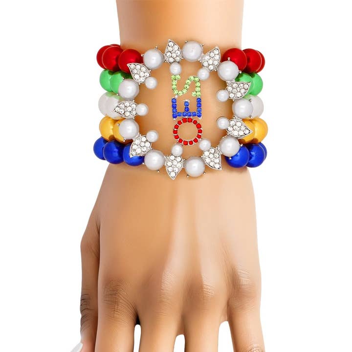 OES Sorority Multi Pearl 5 Strand Bracelet Women for wholesale by PinktownUSA