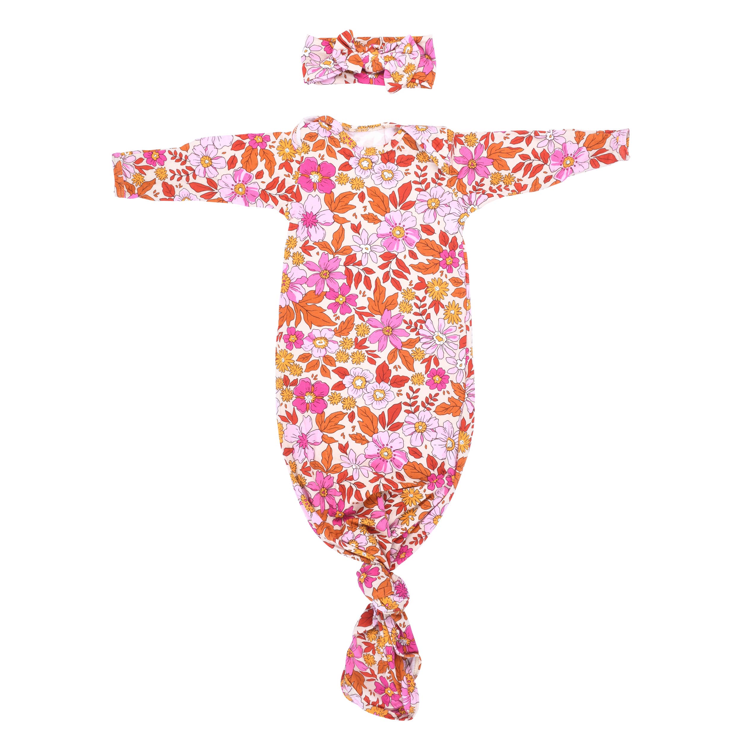 Three Little Tots - Wholesale Babygown - Baby - Wild Child Floral Hawaiian Knotted Gown18