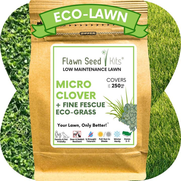 Flawn Seed Kits - Wholesale Plant Seeds - Micro Clover + Mow Less Fine Fescue Grass Seed