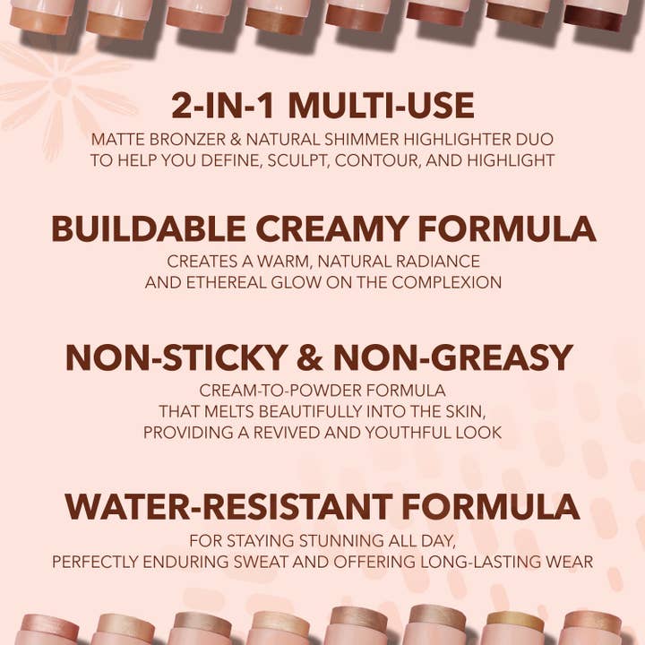 Moira Cosmetics - Wholesale Bronzer - Sculpt & Glow Duo Stick (200, Let's Beach it up)