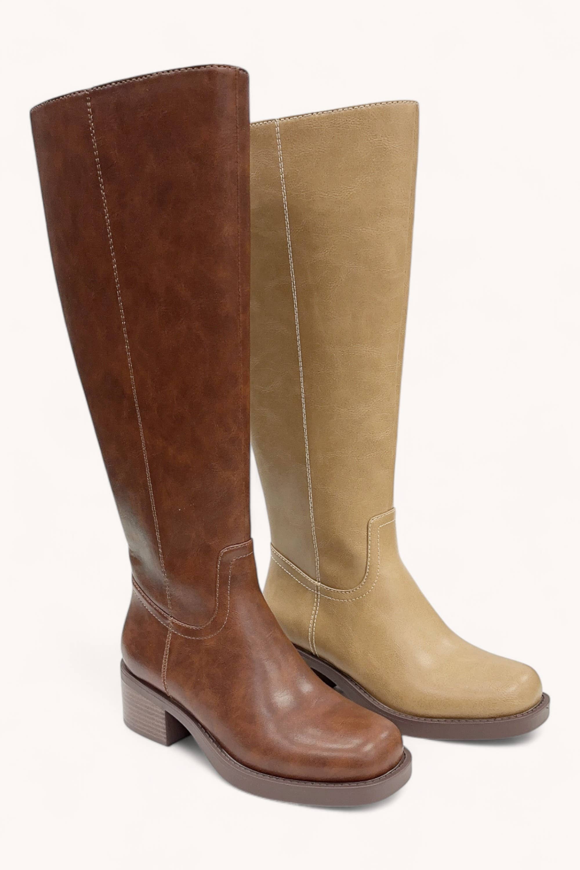 CCOCCI - Vente Bottes – femme - BOTTES D'ÉQUITATION HAUTES À DESIGN MINIMAL CHARLOTTE-1