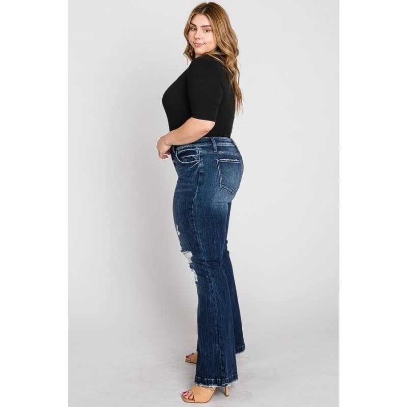 DARK Plus - Mid Rise Stretch Flare With Trouser Hem for wholesale on Faire2