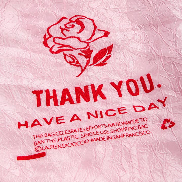 OPEN EDITIONS - Wholesale Grocery/Shopping Bag - Thank You Tote // Rose on Pink // Lauren DiCioccio2